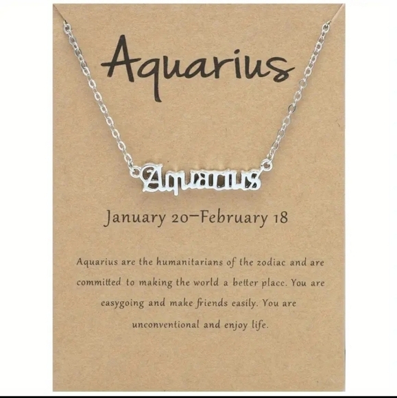 Aquarius English Letter Zodiac Pendant Necklace - Picture 1 of 3
